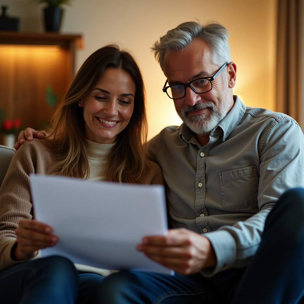 Senior couple reviewing retirement plans